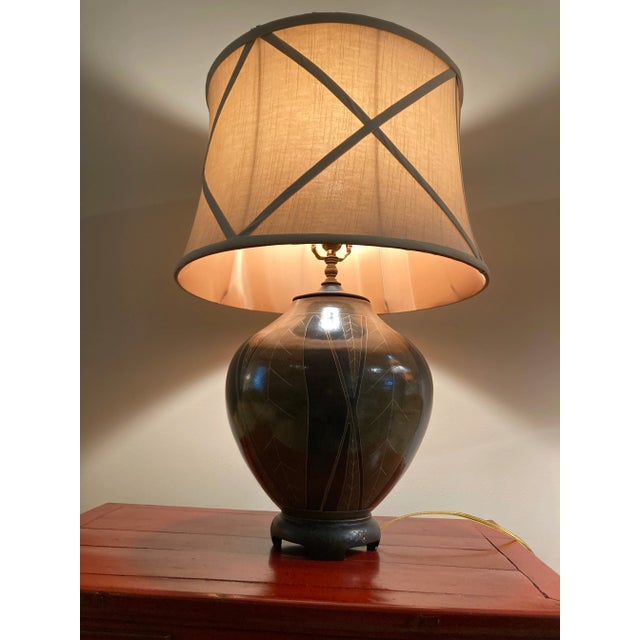 Rustic Late 20th Century Large Southwestern Style Pottery Table Lamp For Sale - Image 3 of 13
