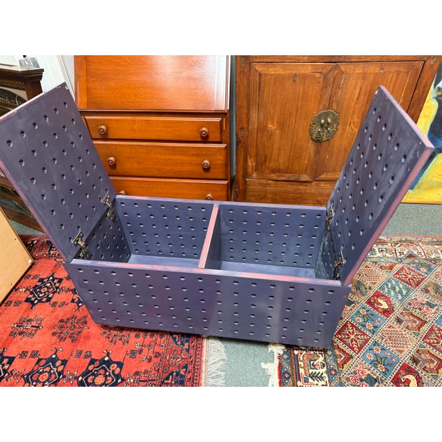 Purple Purple Peg Board Storage Table on Casters For Sale - Image 8 of 12