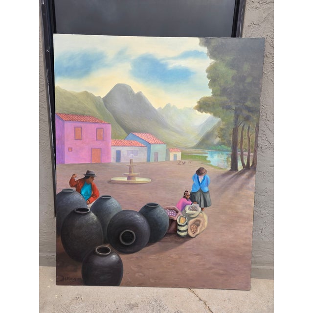 Green Latin American Street Scene by Agusto Brocca For Sale - Image 8 of 9