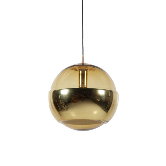 Vintage Brass Globe Pendant Lamp from Peill & Putzler For Sale