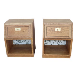 1970s Henredon Campaign Pair of Nightstands For Sale
