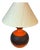 Orange and Brown Fat Lava Ceramic Table Lamp with Silk Shade from Jasba For Sale
