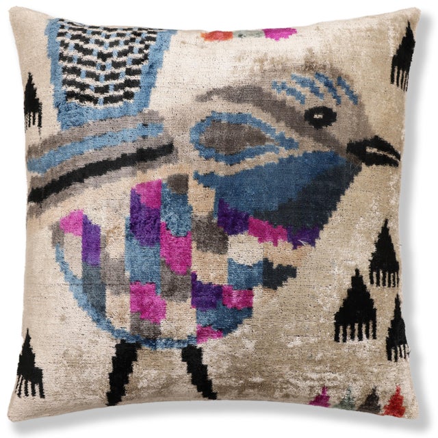 "Infuse your home with personality and artisanal charm using this captivating 20x20 inch silk velvet pillow. The design...