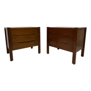 Mid-Century Modern Danish Walnut Bedside Tables, 1970s, Set of 2 For Sale