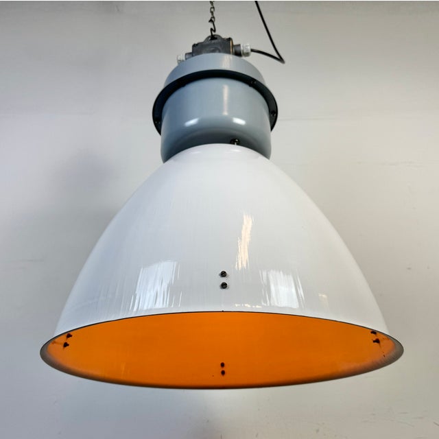 Large Industrial White Enamel Factory Lamp from Elektrosvit, 1990s For Sale - Image 10 of 17