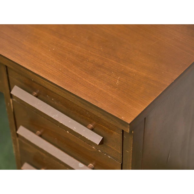 Vintage Walnut Double Pedestal Desk For Sale In Los Angeles - Image 6 of 12