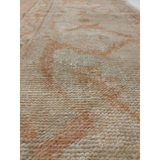 Brown Antique Oushak Carpet, Handmade Turkish Oriental Rug, Pastel, Pale, Soft Colors For Sale - Image 8 of 10