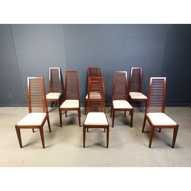 Italian High Back Dining Chairs, 1980s, Set of 8 For Sale - Image 3 of 13