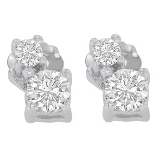 14K White Gold 1/2 cttw Round Cut Diamond Earrings (H-I, SI2-I1) For Sale