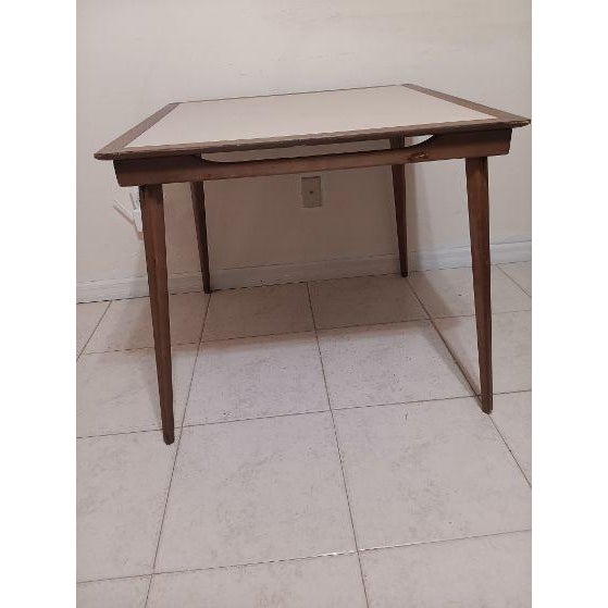 Stakmore Company 1960s Stakmore Wooden Folding Card Table Set With Four Matching Slat-Back Chairs For Sale - Image 4 of 11