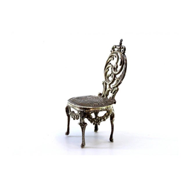 Miniature Chair in Cut Silver with Dancing Figure Embossed Top For Sale - Image 5 of 7