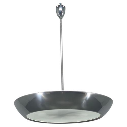 Bauhaus UFO Pendant Light in Chrome and Glass from Drupol, 1940s For Sale - Image 13 of 13
