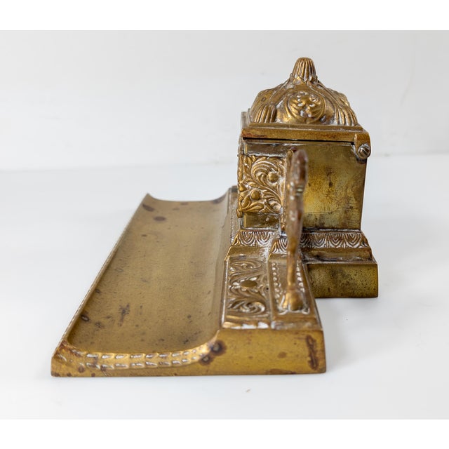 Late 19th Century 19th Century Gilt Bronze Inkwell Deskset With Griffins For Sale - Image 5 of 10