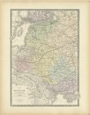 Antique Map of Western Russia by Levasseur, 1875