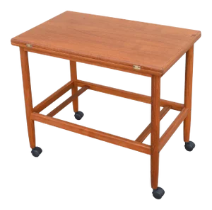 Danish Modern Grete Jalk Expandable Teak Bar Cart Tea Trolley