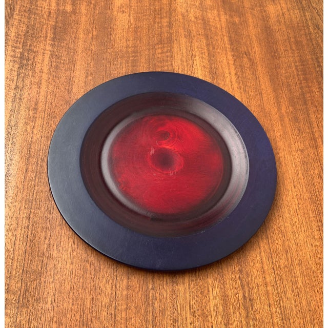 Blue Vintage Finish Birch Deco Plate from Tailio Design, Finland, 1970s For Sale - Image 8 of 14