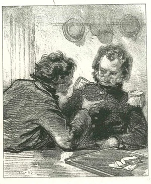 Paul Gavarni, The Conversation, Original Lithograph, 1881