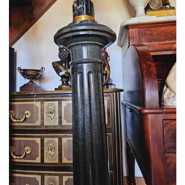 Italian Green Marble Column For Sale - Image 6 of 10