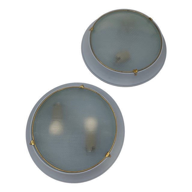 Vintage Wall Lights in Blue from Fontana Arte, 1950, Set of 2 For Sale