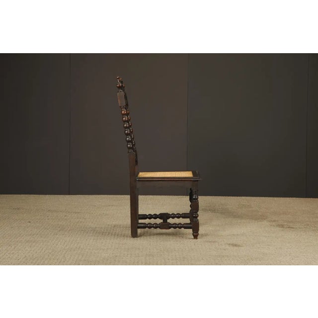 Brown Set of Four 19th Century Renaissance Revival Carved Chairs With Cane Seats For Sale - Image 8 of 17