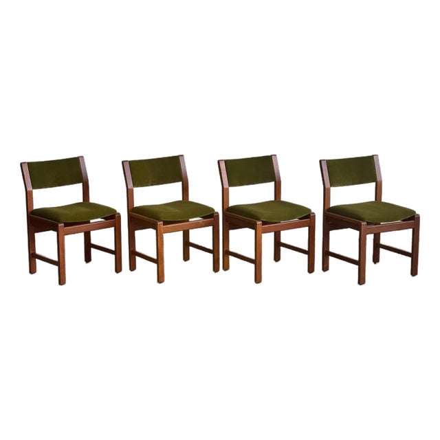 1970s Teak and Mohair Dining Chairs - Set of Four For Sale