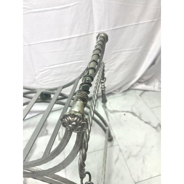 Maison Jansen Attributed French Mid-Century Steel Bench For Sale - Image 9 of 9