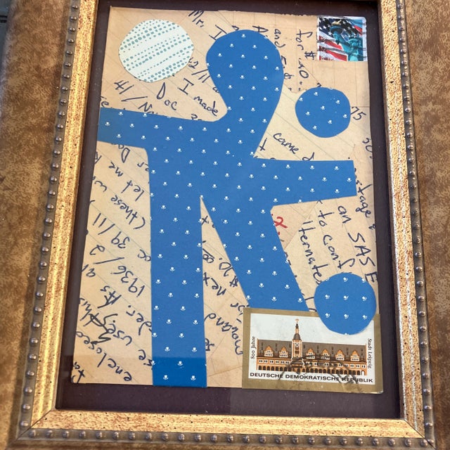 2 collages done with vintage papers both signed 4 x 6 laid down on cardboard Overall size with frame is 7 x 9 Check out my...