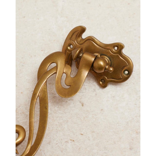 Art Nouveau Brass Taper Candlestick Rotating Sconces For Sale - Image 12 of 15