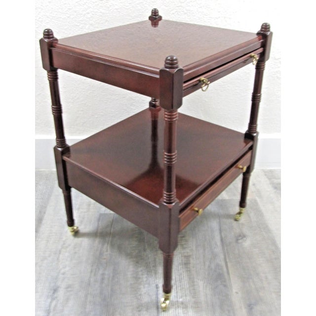 1980s Bombay Regency Style Cherry Finish Two Tier Side End Table For Sale - Image 4 of 13