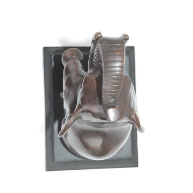 Late 20th Century VTG Pair of Bronze Art Deco Baby Elephant Book Ends For Sale - Image 5 of 16
