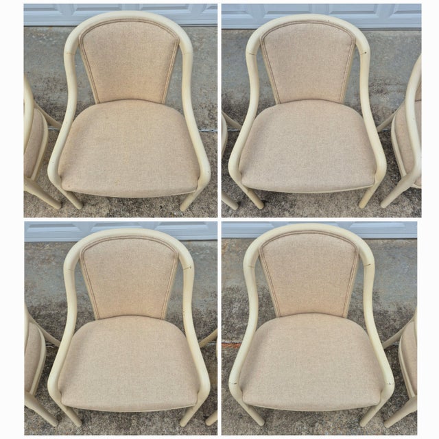 Brickel Associates 1970s Postmodern Cream Bentwood Dining Arm Chairs After Ward Bennett, Set of 8 For Sale - Image 4 of 12