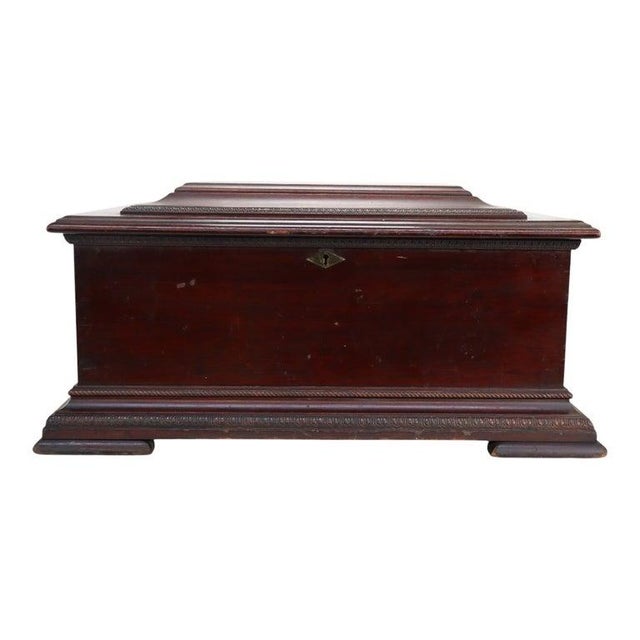 Brass Antique Jacot Music Box Co. Stella Mahogany Disk Player C1890 For Sale - Image 8 of 17