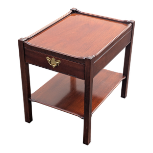 1970s Chippendale Style 2-Tier Mahogany Side Table With Gallery Surface and Single Drawer