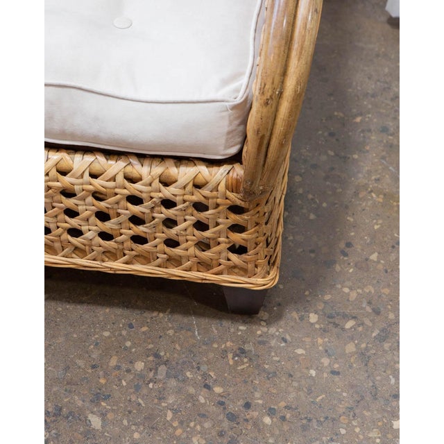 Art Deco Revival French Cane & Rattan Club Chair, C. 1980s For Sale In Columbus - Image 6 of 15