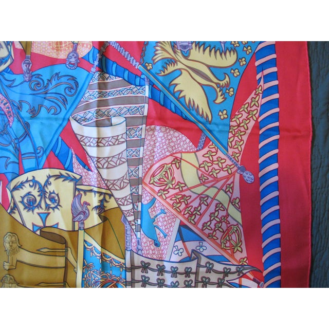 Hermes France Carre 90 Etendards Et Bonnieres Flags & Banners Red Silk Scarf For Sale - Image 9 of 9