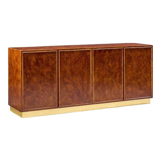 John Widdicomb Mid Century Burlwood and Brass Credenza For Sale
