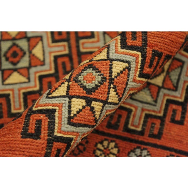 Textile Rustic Soumak Orange/Beige Wool Rug - 3'1'' X 5'0'' For Sale - Image 7 of 10