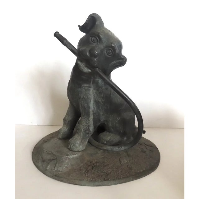 Vintage Bronze Dog Sculpture Water Fountain Hose For Sale - Image 9 of 12