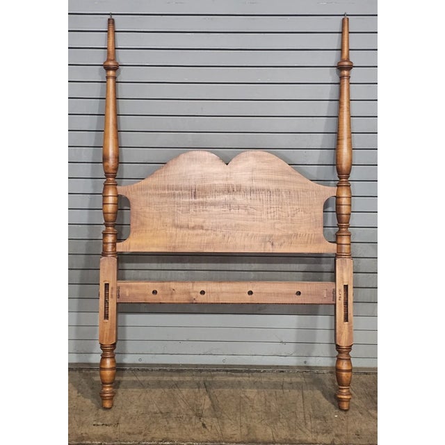 Late 20th Century Late 20th Century Tiger Maple Four Poster, Canopy Single Bed Benchmade Leonard's of Massachusetts For Sale - Image 5 of 7