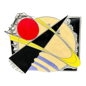 Huge Signed 1980’s Leaded Stained Glass Steel Abstract Space Wall Art Sculpture - Virginia Hoffman