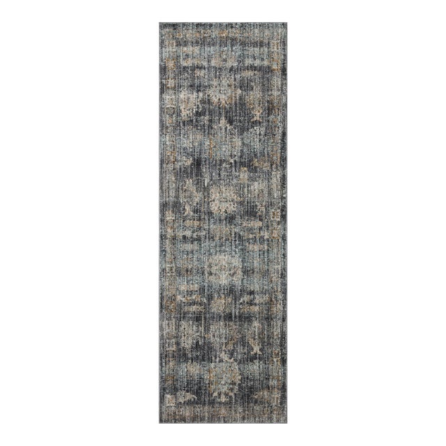 Jean Stoffer x Loloi Katherine Ink / Jade 2'-7" x 12'-0" Runner Rug For Sale
