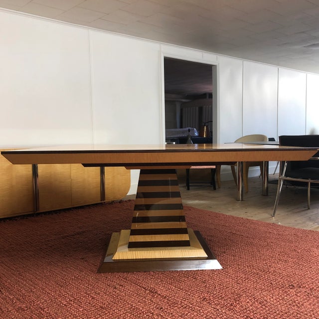 Post-Modern Square Dining Table by Stanley Friedman for Brueton Industries, White Sycamore and Wenge, 1990's, limited...