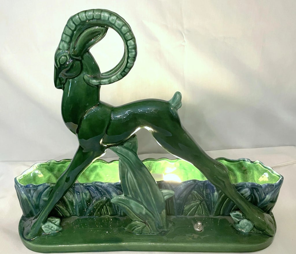 1950s Royal Haeger Green Ceramic Tv Lamp | Chairish