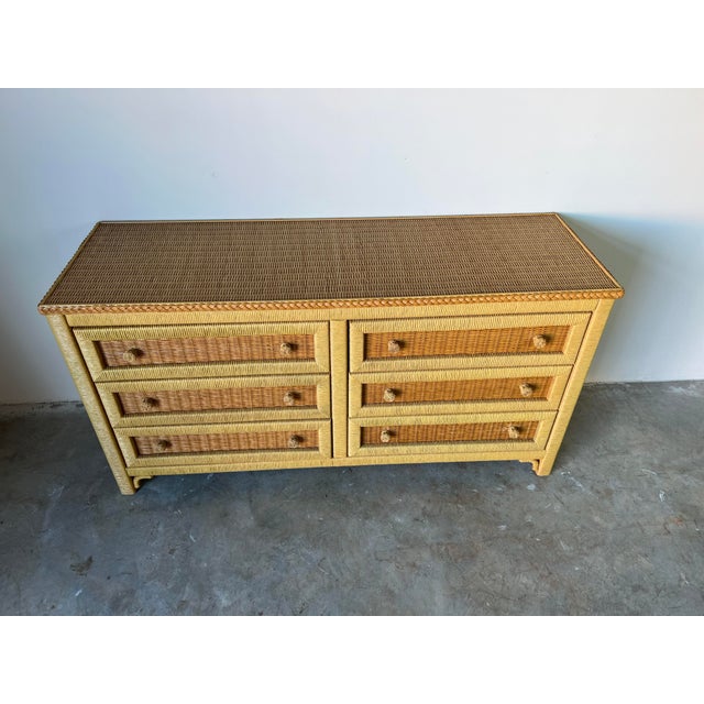 Boho Chic Henry Link Woven Rush & Wicker Six Drawer Dresser Chairish