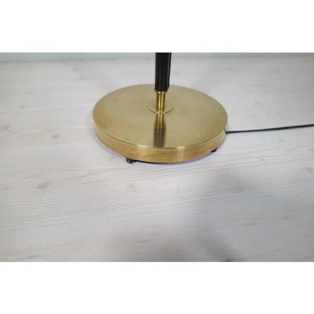 Mid-Century Brass and Black Leather Floor Lamp from Falkenbergs Belysning, Sweden, 1960s For Sale - Image 6 of 18