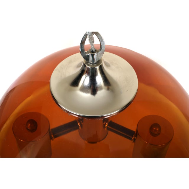 1970s Mid Century Modern Dome Hanging Swag Light for Ceiling - Rewired For Sale - Image 9 of 12