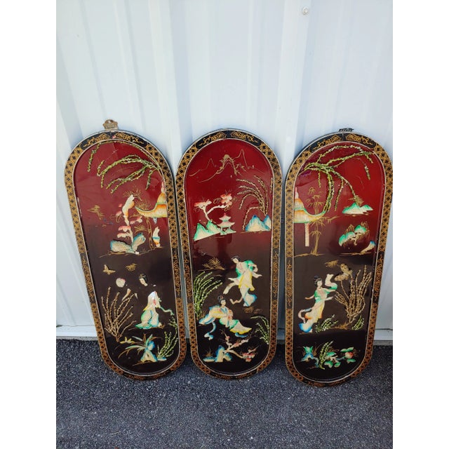 Asian Oriental Wall Plaques Set of 3 Chairish