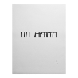 Contemporary Abstract Ink on Deckle-Edged BFK Rives Paper "Xxv 01 001" by Pierre Muckensturm