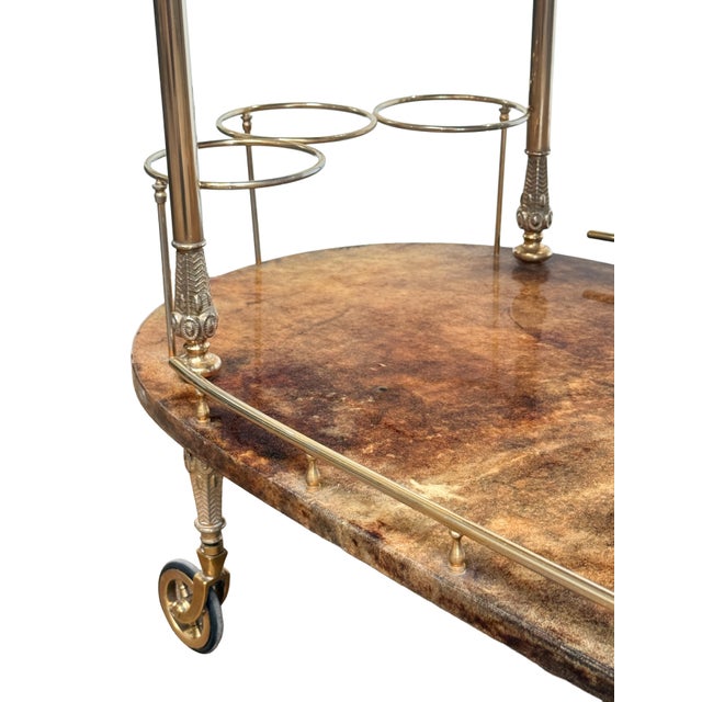 Italian Italian Two-Tiered Drinks Cart by Aldo Tura For Sale - Image 3 of 11