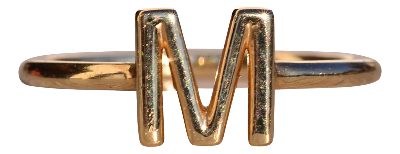 The Feather River: Custom Yellow Gold M Initial Ring | Chairish